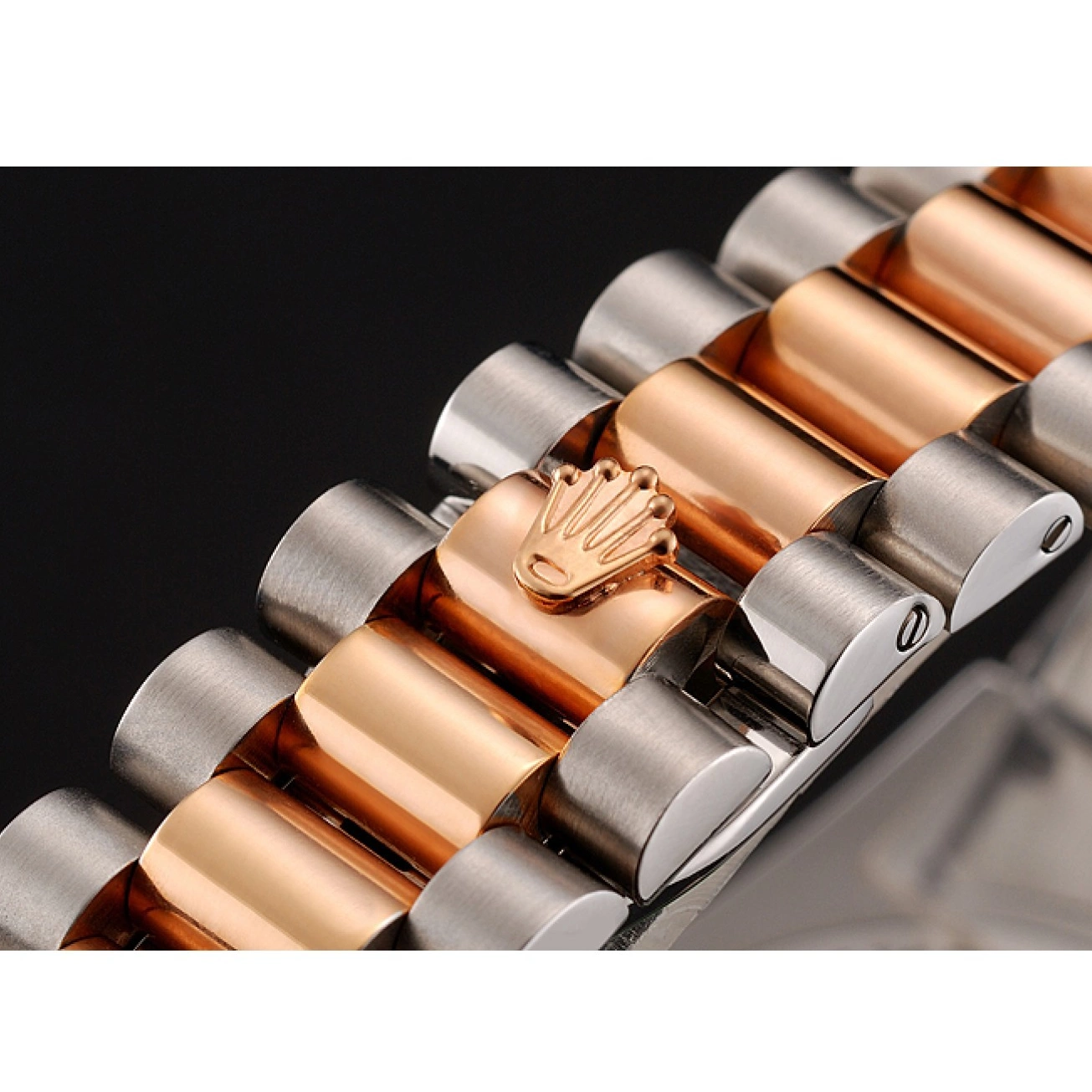 Aaa replica watch Steel Rolex Swiss Gold Bracelet 1454107 Day-Date Diamonds Rose And Staineless Bezel 0519
